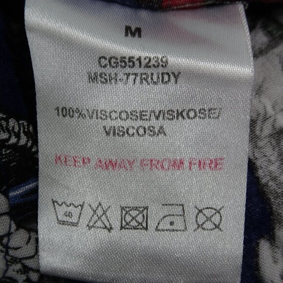 Brave Soul Blue Skull/Snake & Carnation Shirt Med - Picture 4 of 5